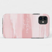 ソフトブラッシュピンクの水彩モノグラムスクリプトノートブック Case-Mate iPhoneケース (裏面(横))