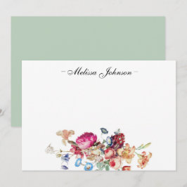 ソフトブルゴーニュフローラ パーソナライズされた ノートカード