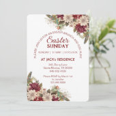 ソフトブルゴーニュ素朴バラフローライースター日曜日 招待状 (スタンド正面)