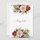 ソフトブルゴーニュ素朴バラフローライースター日曜日 招待状 (裏面)