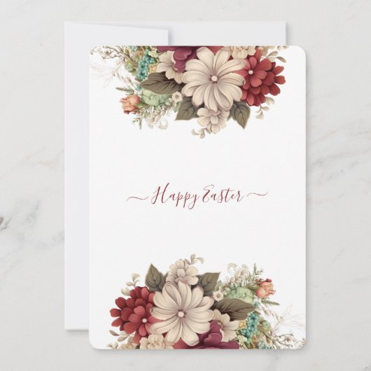 ソフトブルゴーニュ素朴バラフローライースター日曜日 招待状 (裏面)