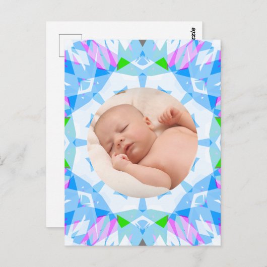 ソフトブルーかわいらしパステルカスタムズ写真母の日 ポストカード (正面/裏面)