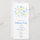 ソフトブルーとイエローウォーターのカラーフローラモチーフ 招待状 (正面)