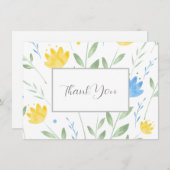 ソフトブルーとイエローウォーターのカラーモチーフ サンキューカード (正面/裏面)