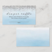 ソフトブルーとシルバーの赤ちゃんシャワーおむつラッフル エンクロージャーカード (正面/裏面)