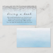 ソフトブルーとシルバーの赤ちゃんシャワーブックリクエストカード エンクロージャーカード (正面/裏面)