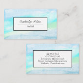 ソフトブルーとティール（緑がかった色） 名刺 (正面/裏面)