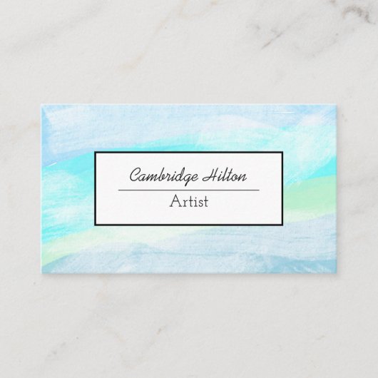 ソフトブルーとティール（緑がかった色） 名刺 (正面)