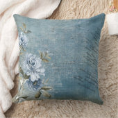 ソフトブルーとバラ装飾用クッション クッション (ブランケット)