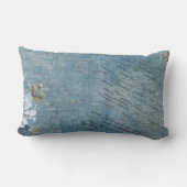 ソフトブルーとバラ装飾用クッション ランバークッション (裏面)