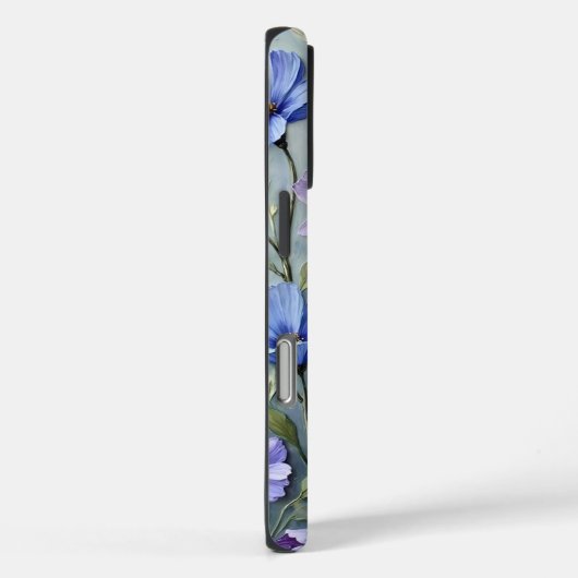 ソフトブルーとパープルのフローラ絵を描ズ Case-Mate iPhoneケース (裏面 / 右)