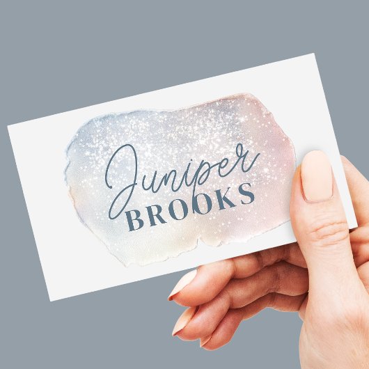 ソフトブルーとピンクの水色グリッターソーシャルメディア 名刺