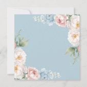 ソフトブルーとピンクの花クラシックブライダルシャワー 招待状 (裏面)