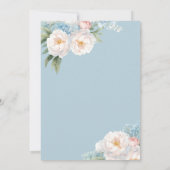 ソフトブルーとピンクの花クラシックブライダルシャワー 招待状 (裏面)