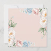 ソフトブルーとピンクの花クラシックブライダルシャワー 招待状 (裏面)
