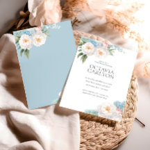 ソフトブルーとピンクの花クラシックブライダルシャワー