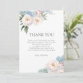 ソフトブルーとピンクの花クラシックブライダルシャワー 招待状 (スタンド正面)