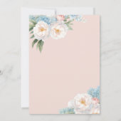 ソフトブルーとピンクの花クラシック植物学 招待状 (裏面)