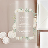 ソフトブルーとピンクの花春植物学 アクリル招待状