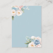 ソフトブルーとピンクの花QRコード結婚の詳細 エンクロージャーカード (裏面)