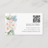ソフトブルーとピンクの花QRCODEレジストリ エンクロージャーカード (正面)