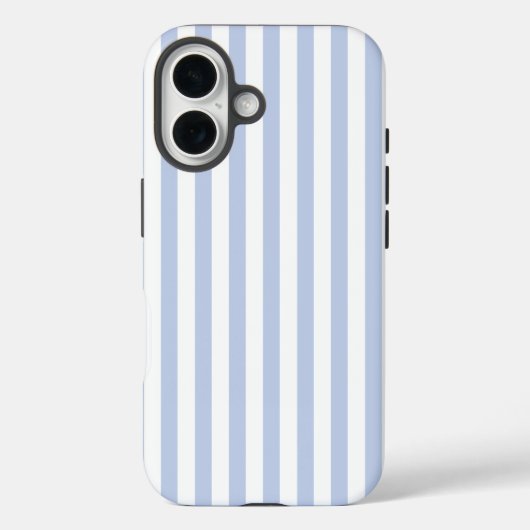ソフトブルーとホワイトの縦ストライプ パターン アート Case-Mate iPhoneケース (裏面)