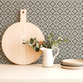 ソフトブルーとホワイトフローラモロッコ タイル