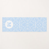 ソフトブルーとホワイトボタニカルとモノグラム ヨガマット (正面(横))