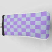 ソフトブルーとラベンダ市松模様にー ゴルフヘッドカバー (正面)