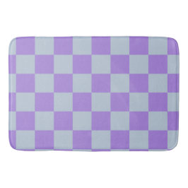ソフトブルーとラベンダ市松模様にー バスマット