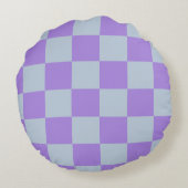 ソフトブルーとラベンダ市松模様にー ラウンドクッション (裏面)