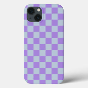 ソフトブルーとラベンダ市松模様にー iPhone 13ケース