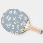 ソフトブルーと白いデイジー花 卓球ラケット (横)