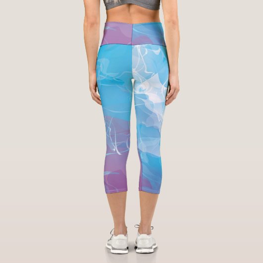 ソフトブルーと薄紫抽象芸術 カプリレギンス (裏面)