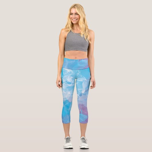 ソフトブルーと薄紫抽象芸術 カプリレギンス (正面)