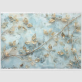 ソフトブルーと金ゴールドリーフティッシュペーパー 薄葉紙 (正面)