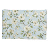 ソフトブルーのサザンドッグウッドの花柄 枕カバー (裏面)