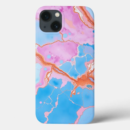 ソフトブルーのパステルウォーターカラー大理石サーフェス Case-Mate iPhoneケース (裏面)