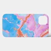 ソフトブルーのパステルウォーターカラー大理石サーフェス Case-Mate iPhoneケース (裏面 (横))