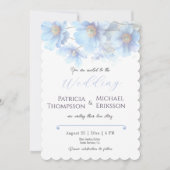 ソフトブルーのヒマラヤポピー花園でのウェディング 招待状 (正面)