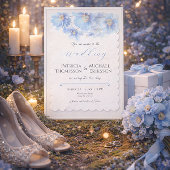 ソフトブルーのヒマラヤポピー花園でのウェディング 招待状