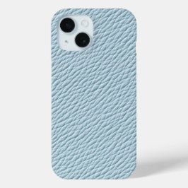 ソフトブルーのレザーテクスチャー スマホケース iPhone 15ケース