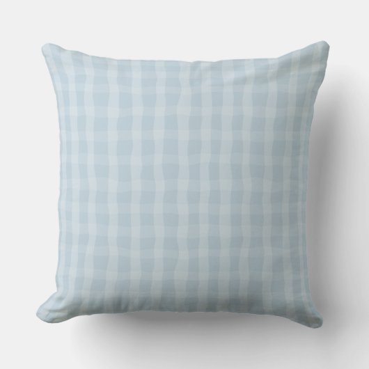 ソフトブルーの上品なチェック柄 クッション (正面)