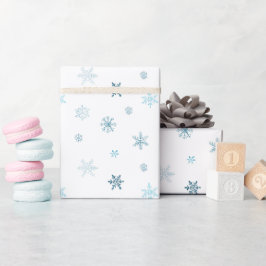 ソフトブルーの冬のクリスマス水彩デザイン ラッピングペーパー