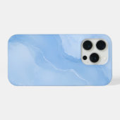 ソフトブルーの大理石の抽象的なパターン iPhoneケース (裏面横)