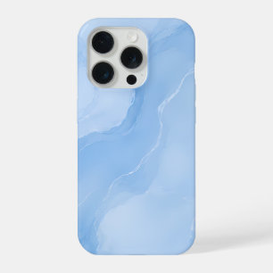 ソフトブルーの大理石の抽象的なパターン iPhone 15 PROケース