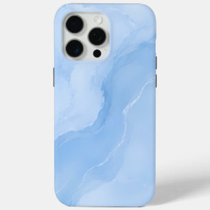 ソフトブルーの大理石抽象パターン iPhone 15 PRO MAXケース