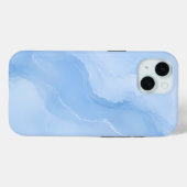 ソフトブルーの大理石抽象パターン Case-Mate iPhoneケース (裏面 (横))