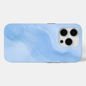 ソフトブルーの大理石抽象パターン Case-Mate iPhoneケース (裏面 (横))