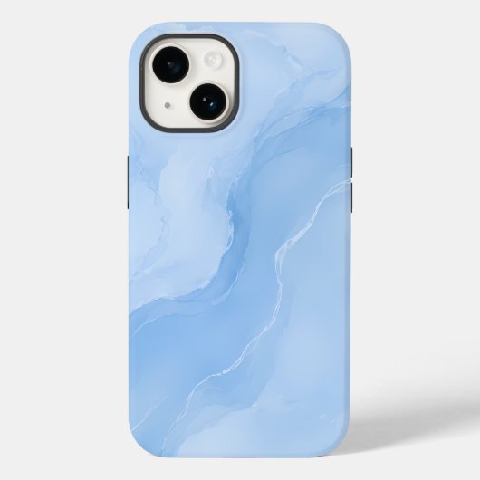 ソフトブルーの大理石抽象パターン Case-Mate iPhoneケース (裏面)